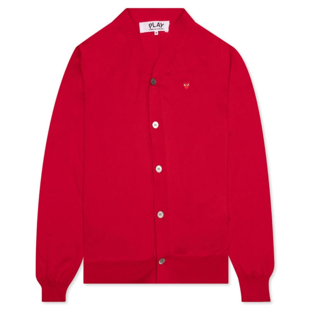 Comme des Garcons PLAY Little Red Heart Cardigan - Red Fits US Medium (Japan L)
